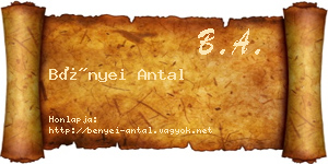 Bényei Antal névjegykártya